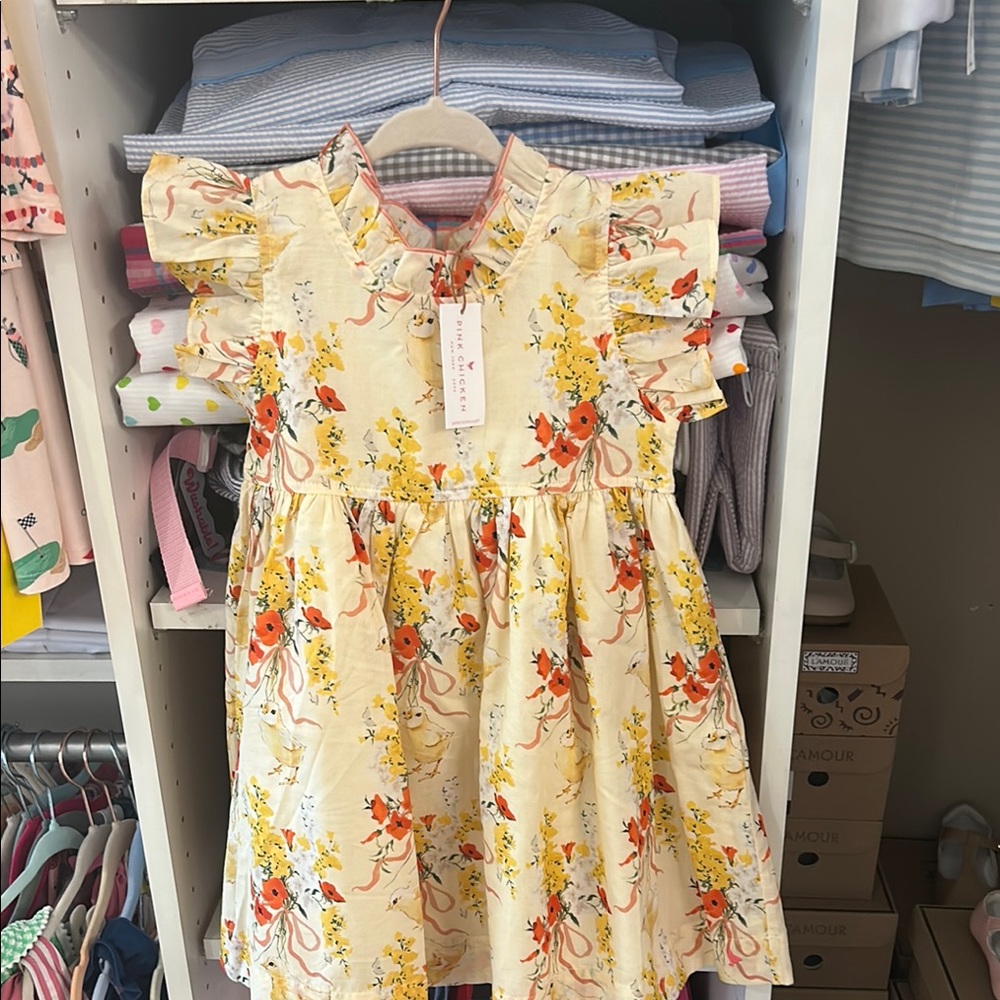 NWT Pink Chicken Yellow Chicks Kids Dress